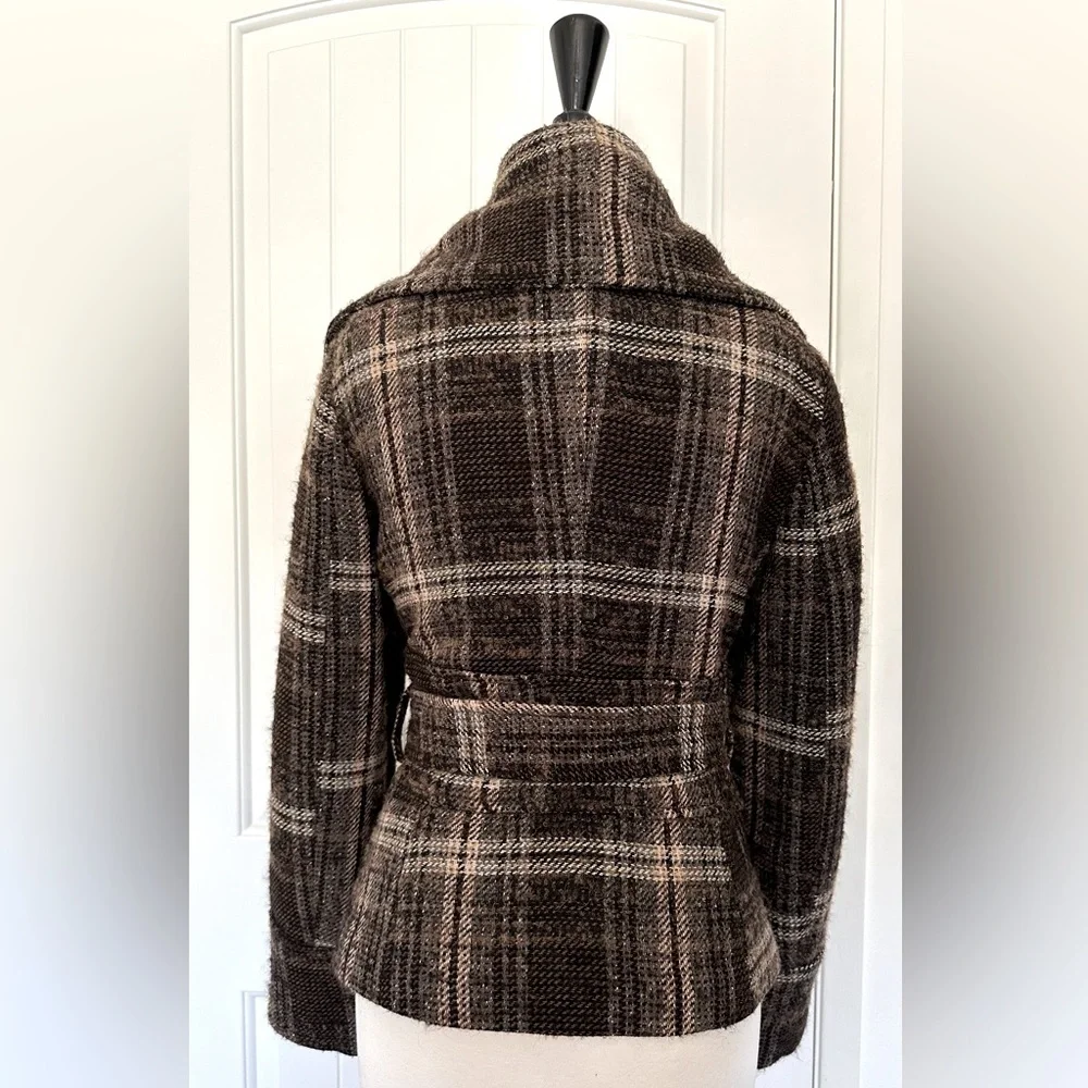 MNG Suit by Mango Plaid Belted Tweed Coat - Picture 3 of 7